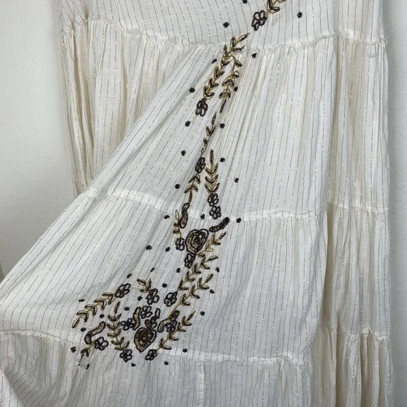 John Paul XL Skirt Tiered Embroidered Beaded Cowgirl Broomstick Full 100% Cotton - Picture 6 of 9
